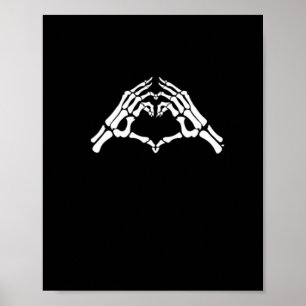 スケルトンハートと手のサイン ポスター