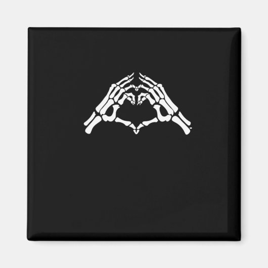 スケルトンハートと手のサイン マグネット (正面)