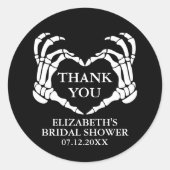 スケルトンハートティルデスブライダルシャワーサンキュー ラウンドシール (正面)