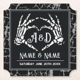 スケルトンハートハンズコ結婚ースターズブラックパーティー ペーパーコースター