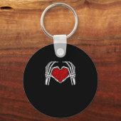 スケルトンハートハンズサインバレンタインデーかわいいヘア キーホルダー (正面)