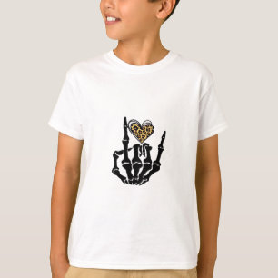 スケルトンハートハンドのクリーンなグラフィックムード Tシャツ