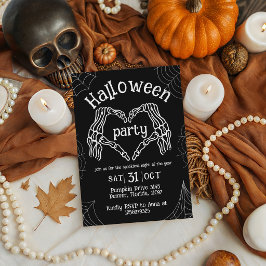 スケルトンハートハンドのハロウィンパーティー招待状 招待状