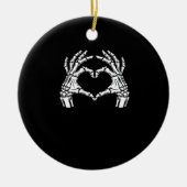 スケルトンハートハンドサインハロウィーン衣装ウイルス セラミックオーナメント (正面)