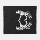 スケルトンハートハンドサインハロウィーン衣装ウイルス フリースブランケット (正面(横))