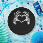 スケルトンハートハンドサインハロウィーン衣装ウイルス ペーパープレート (パーティー)