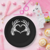 スケルトンハートハンドサインハロウィーン衣装ウイルス ペーパープレート (パーティー)