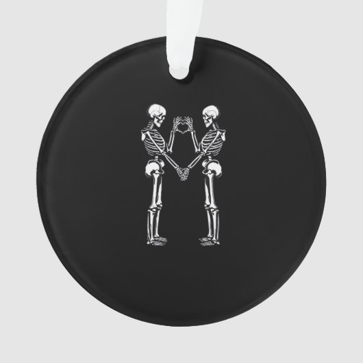 スケルトンハートハンドサインハロウィーン衣装クラス オーナメント (正面)