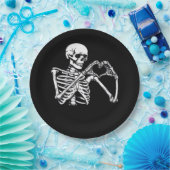 スケルトンハートハンドサインハロウィーン衣装トレンディ ペーパープレート (パーティー)