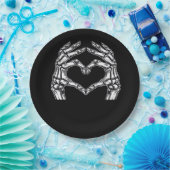 スケルトンハートハンドサインハロウィーン衣装ベーシック ペーパープレート (パーティー)