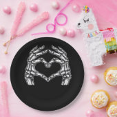 スケルトンハートハンドサインハロウィーン衣装ベーシック ペーパープレート (パーティー)