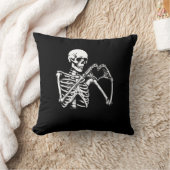スケルトンハートハンドサインハロウィーン衣装レトロ クッション (ブランケット)