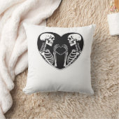 スケルトンハートハンドサインハロウィーン衣装レトロ クッション (ブランケット)