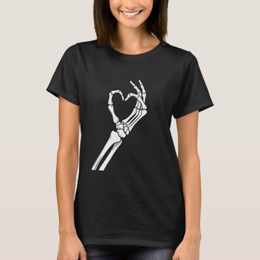 スケルトンハートハンドハロウィン Tシャツ (正面)