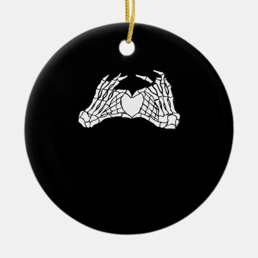 スケルトンハートハンド – ライト セラミックオーナメント (正面)