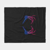 スケルトンハートバイセクシュアルLgbt-Qプライドスカルハンド フリースブランケット (正面(横))