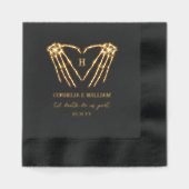 スケルトンハートモノグラムゴシックハロウィン結婚ズ 箔ナプキン (正面)