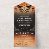 スケルトンハートモノグラムハロウィン結婚ゴシック オールインワン招待状 (内側)