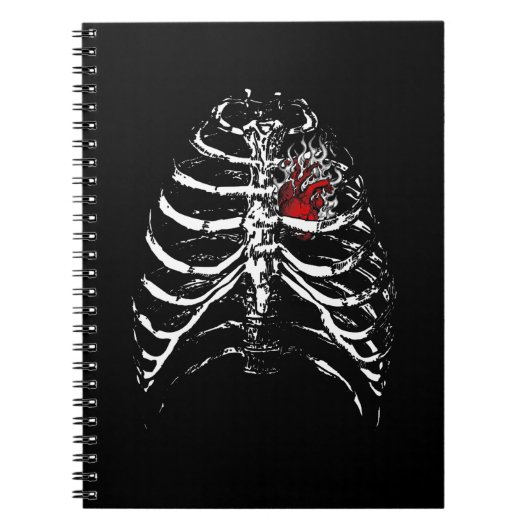 スケルトンハートリブケージX線大人キッズおもしろい ノートブック (正面)