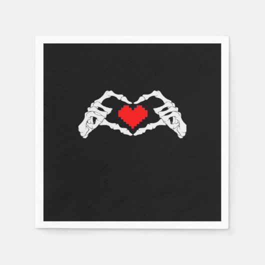 スケルトンハート及びハンドミーム スタンダードカクテルナプキン (正面)