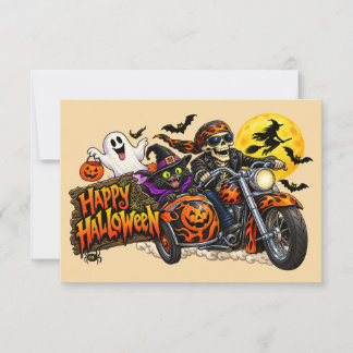スケルトンバイカーのハロウィンモーターサイクル カード