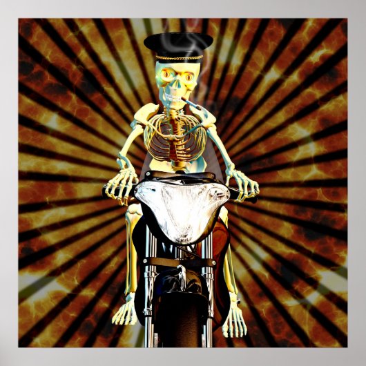 スケルトンバイクもしくは自転車に乗る人喫煙Aシガレット ポスター (正面)