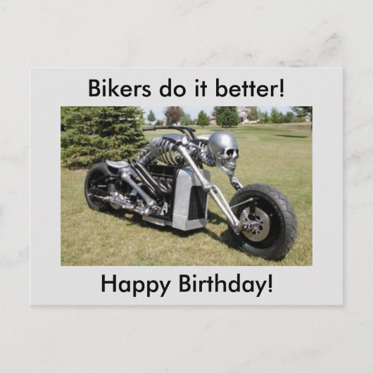 スケルトンバイク誕生日ハガキ ポストカード (正面)
