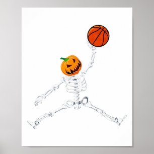 スケルトンバスケットボールハロウィーンパンプキンスラムダンク ポスター
