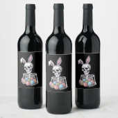 スケルトンバニー保持イースターエッグおもしろいウサギ ワインラベル (ボトル)