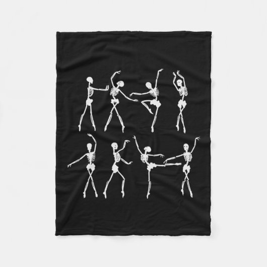 スケルトンバレリーナスバレエダンスキュートハロウィーン フリースブランケット (正面)