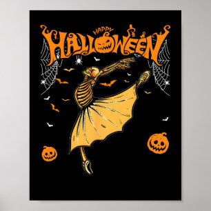 スケルトンバレリーナスバレエダンスキュートハロウィーン ポスター