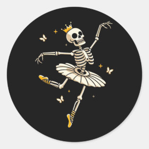 スケルトンバレリーナバレエダンスかわいいハロウィーンCos ラウンドシール