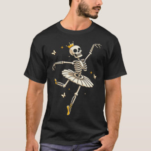 スケルトンバレリーナバレエダンスかわいいハロウィーンCos Tシャツ