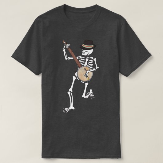 スケルトンバンジョブルーグラスハロウィーンフォークミュージックラブ Tシャツ (デザイン正面)