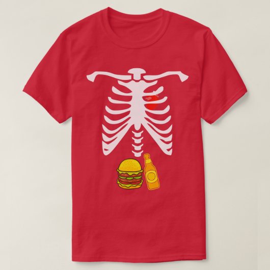 スケルトンバーガーとビール Tシャツ (デザイン正面)