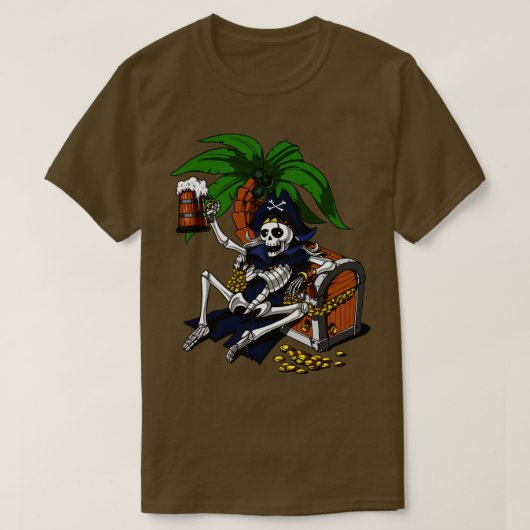 スケルトンパイレートビールパーティー Tシャツ (デザイン正面)
