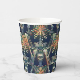 スケルトンパターン不気味カッコいいハローウィンパーティ 紙コップ