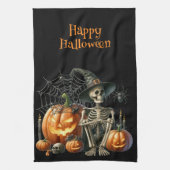スケルトンパンプキンハロウィーンキッチンタオル キッチンタオル (縦)