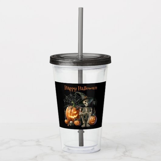 スケルトンパンプキンハロウィーン アクリルタンブラー (正面)