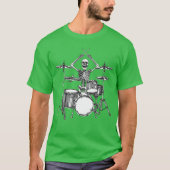 スケルトンパーカッショニストドラマー ハロウィン ロック ロール Tシャツ (正面)