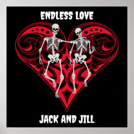 スケルトンパーソナライズされたカップル ポスター