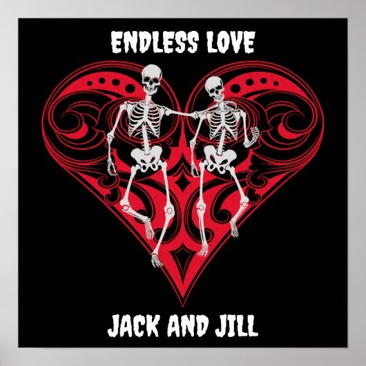 スケルトンパーソナライズされたカップル ポスター (正面)