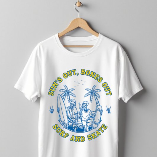 スケルトンビーチビーブスサーフアンドスケートサマーデザイン Tシャツ