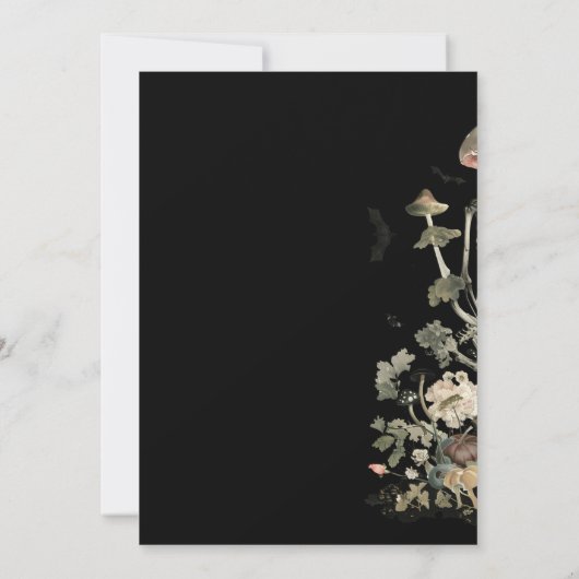 スケルトンピンクのフローラハロウィーンの衣装パーティー 招待状 (裏面)