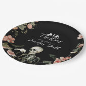 スケルトンピンクフローラRIP 30s 40th Birthdayパーティー ペーパープレート (アングル)