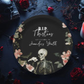 スケルトンピンクフローラRIP 30s 40th Birthdayパーティー ペーパープレート