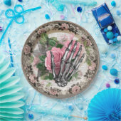 スケルトンファンシーハンドとバラヴィンテージハロウィーン ペーパープレート (パーティー)