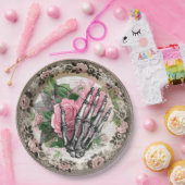 スケルトンファンシーハンドとバラヴィンテージハロウィーン ペーパープレート (パーティー)