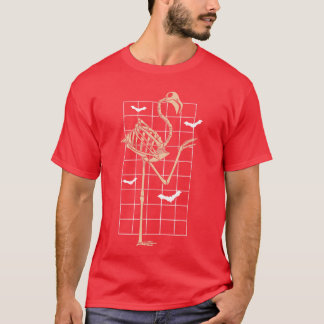スケルトンフラミンゴのトリックオアトリート バードウォッチャー ハロウィン Tシャツ