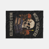 スケルトンブックフローラスカルハロウィーン先生女性 フリースブランケット (正面(横))